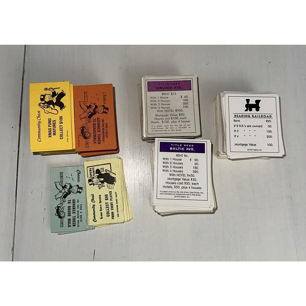 Monopoly Chance Community Chest and Deed Cards Vintage Modern